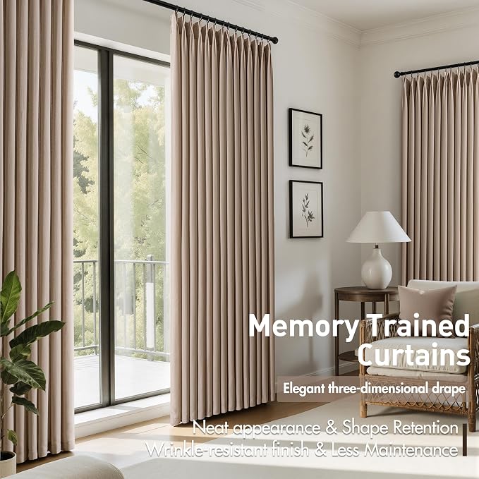 Memory Trained Pinch Pleated Curtains 90 Inches Long, Viral Linen Pinch Pleat - Image 3