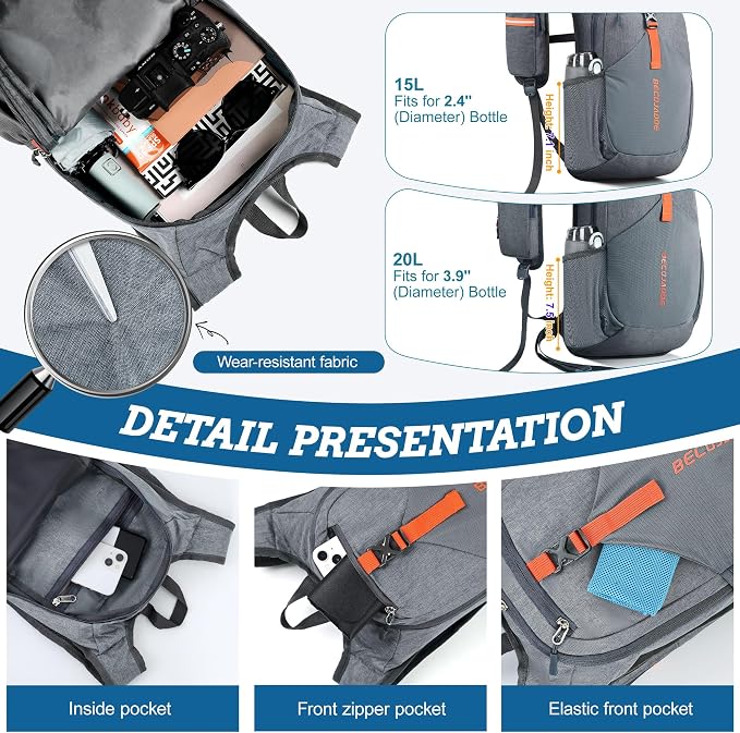 BECOJADDE 15L Small Hiking Backpack - Image 3
