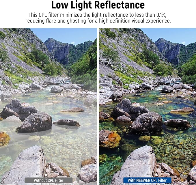 NEEWER 58mm Polarizer Filter, 24 Layer Multi Resistant Nano Coated MC CPL - Image 3