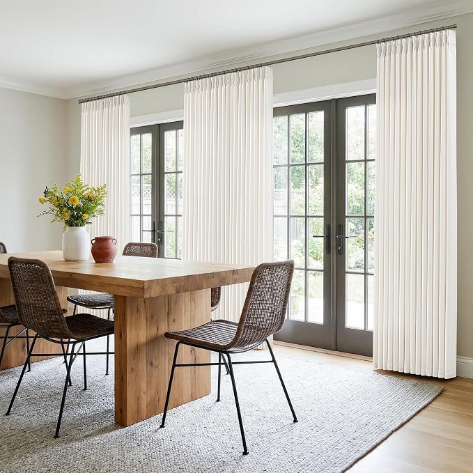 Pinch Pleat Linen Curtains 108 Inches Long 4 Panels Set Ivory Cream Memory - Image 7