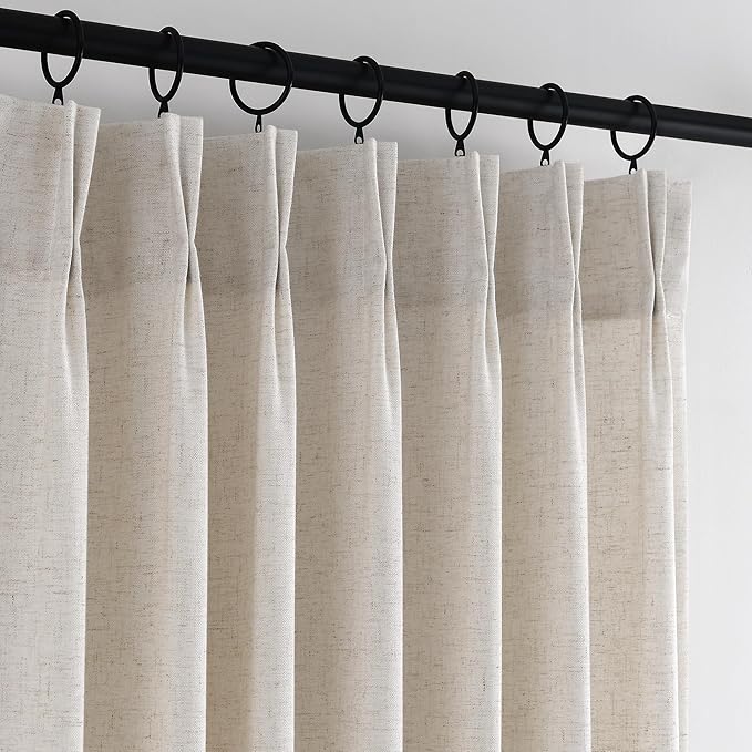 Memory Trained Pinch Pleated Curtains 86 Inches Long, Viral Linen Pinch Pleat by ANRODUO