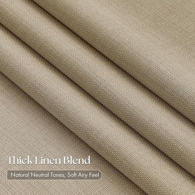 Burlywood Birch Linen Pinch Pleated 84 Inch Long Curtains 4 Panels Set - Image 2